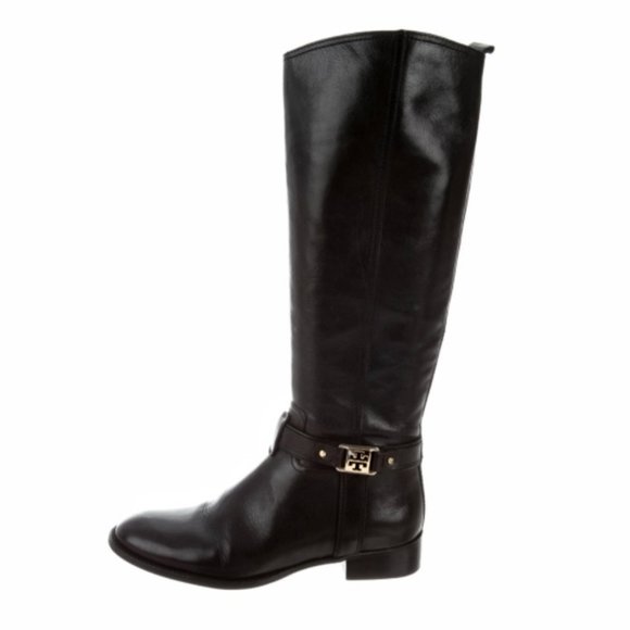 Tory Burch Alessandra Tall Black Leather Riding Boots 5 - Picture 1 of 11